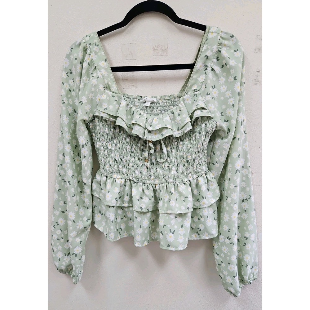 Derek Heart Babydoll Top Flowers Summer Whimsical Flowy Boho Fairycore Med
